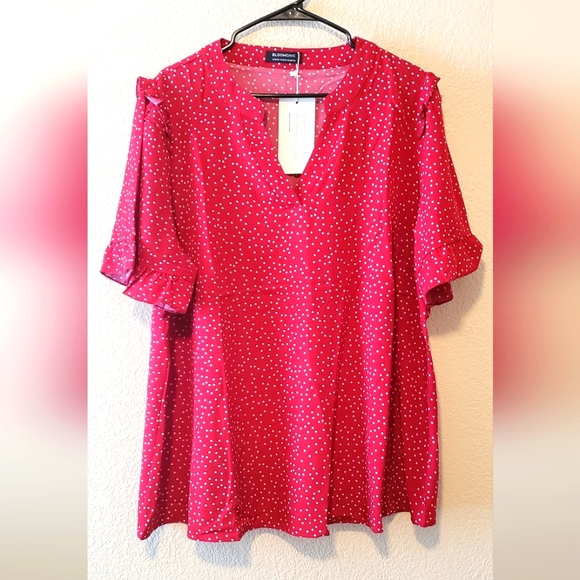 BloomChic Tops - Bloomchic Red And White Polka Dot Blouse, Size 18-20